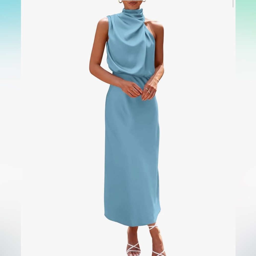 Chic Sky Blue Midi Dress